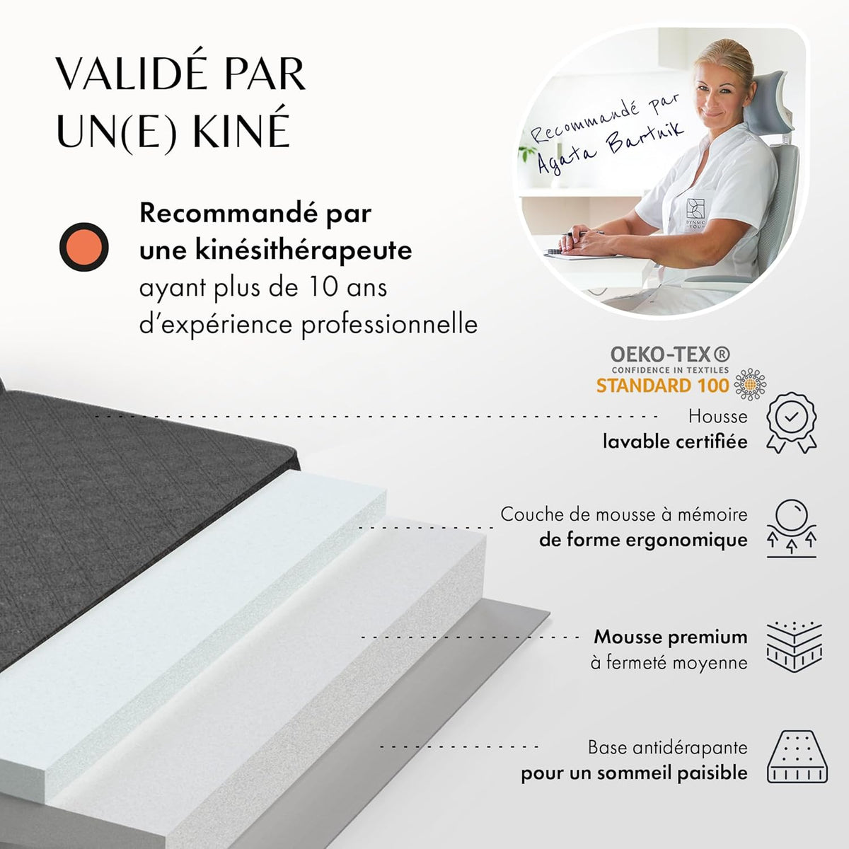 DYNMC you Matelas Pliable 2 Personnes en Mousse – 14 cm d’épaisseur – Idéal Camping, Maison, lit d’appoint ou Voyage (Gris/Blanc, Matelas Simple (75 cm) + Housse)