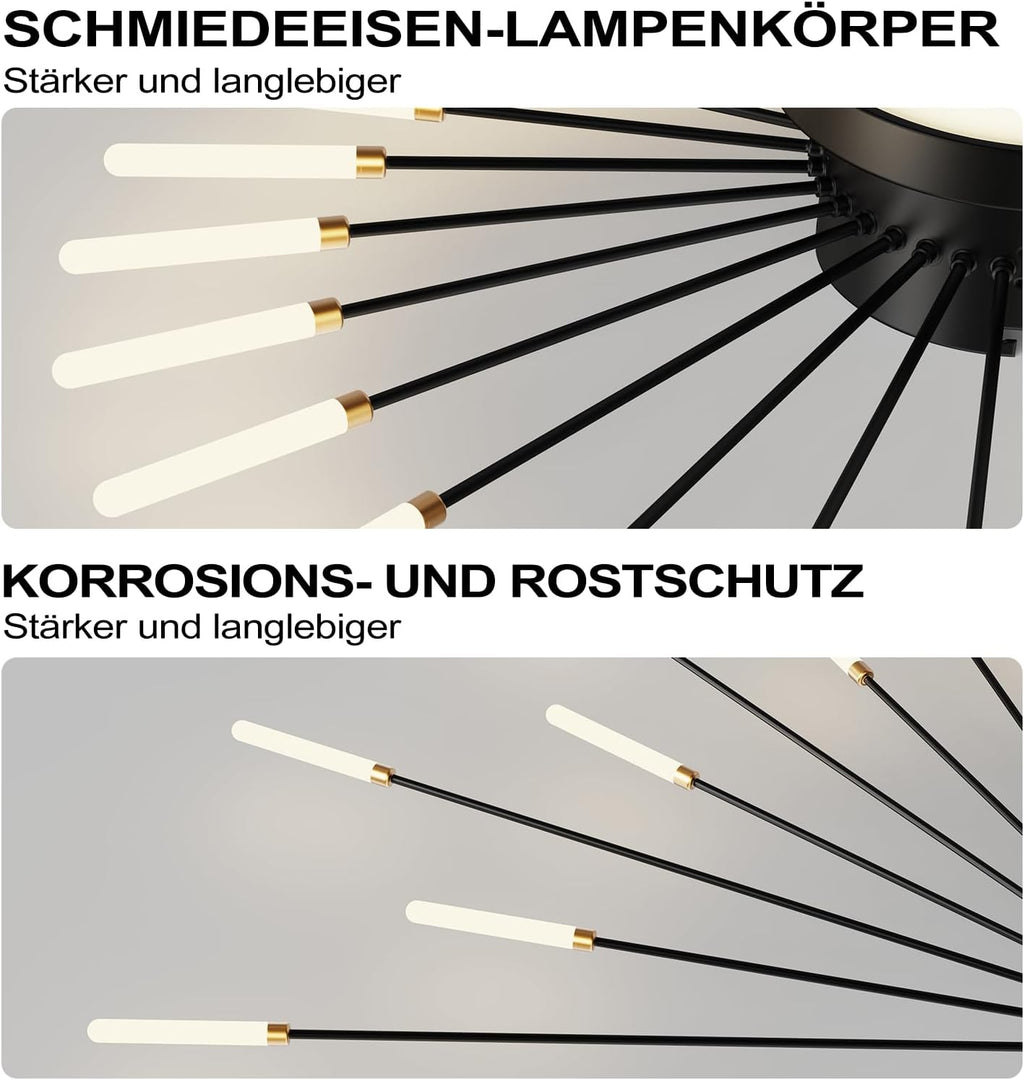 RRBEST Plafonnier LED Moderne Pour Salon,Acrylique Luminaire Plafonnier,Intérieur Design lampes de décoration pour salon chambre à coucher et salle à manger Noir,42+1 Tête