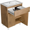 paplinskimoebel Meuble Salle de Bain 60 cm avec Vasque Ariza Sink | Meuble sous lavabo avec 1 tiroir et 2 Portes | Suspendu ou Debout | Bois Chêne