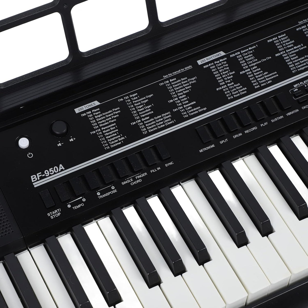 Piano à Clavier électronique 61 Touches, Piano Numérique Portable avec Microphone et Pupitre pour la Pratique de la Performance