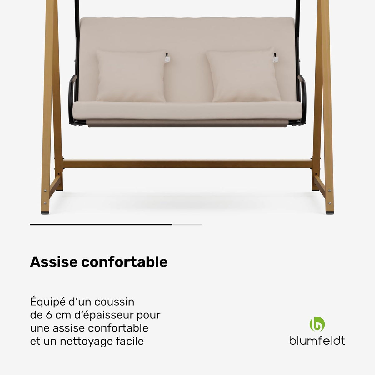 blumfeldt ZenGrove Balancelle Jardin - 2 Places Extérieur avec Toit Réglables, Cadre Acier 160kg, Coussin Épais, Résistant Intempéries