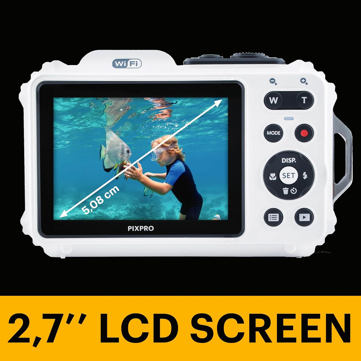 KODAK Pixpro WPZ2 - Appareil Photo Numérique Compact 16M Pixels, étanche à 15m, Anti-Choc, Video 720p, Ecran LCD 2,7 - Batterie Li-ion, Blanc