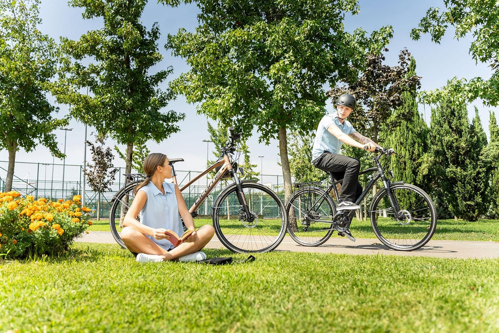 Licorne Bike Vélo de trekking de qualité supérieure en aluminium de 28” pour garçons, filles, femmes et hommes - 21 vitesses - VTT - Crossbike (homme, noir) Standard