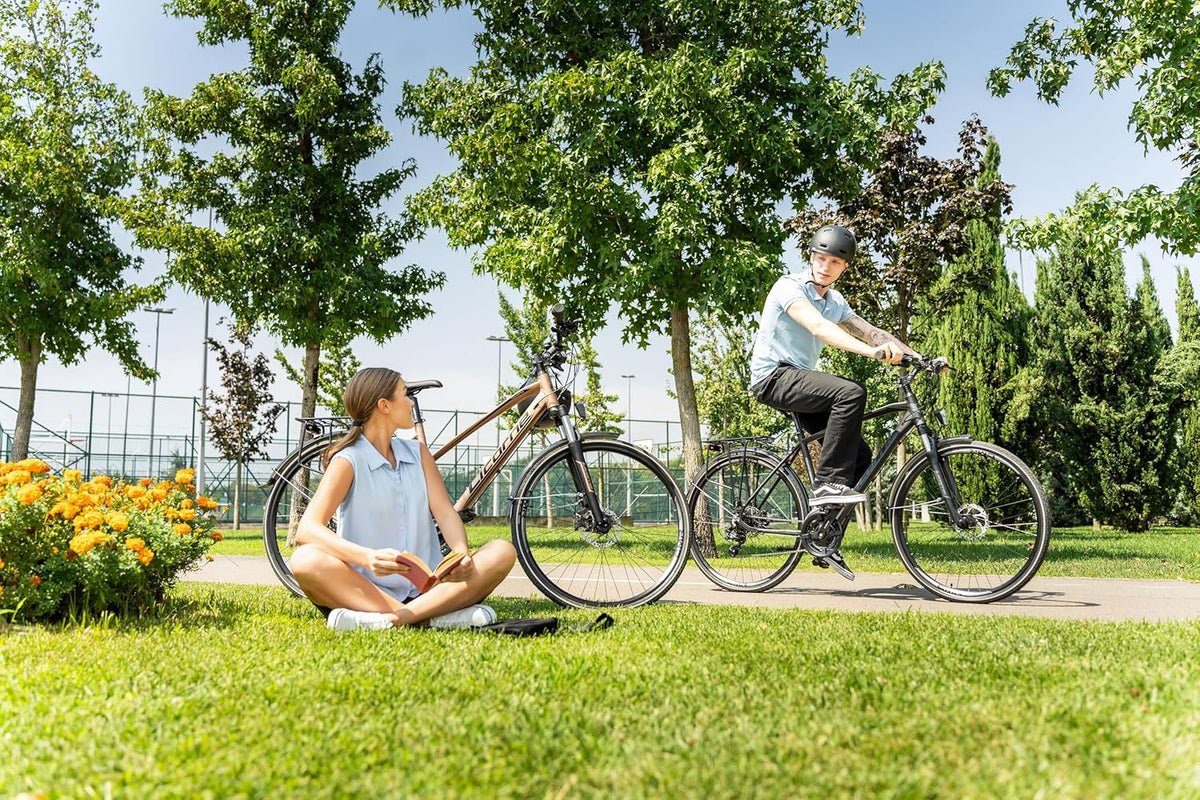 Licorne Bike Vélo de trekking de qualité supérieure en aluminium de 28” pour garçons, filles, femmes et hommes - 21 vitesses - VTT - Crossbike (homme, noir) Standard