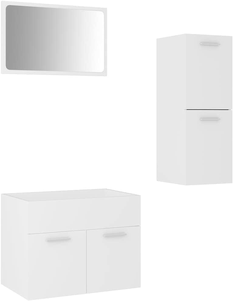 Lauuoeriau Ensemble de meubles de salle de bain en bois blanc pour maison et jardin