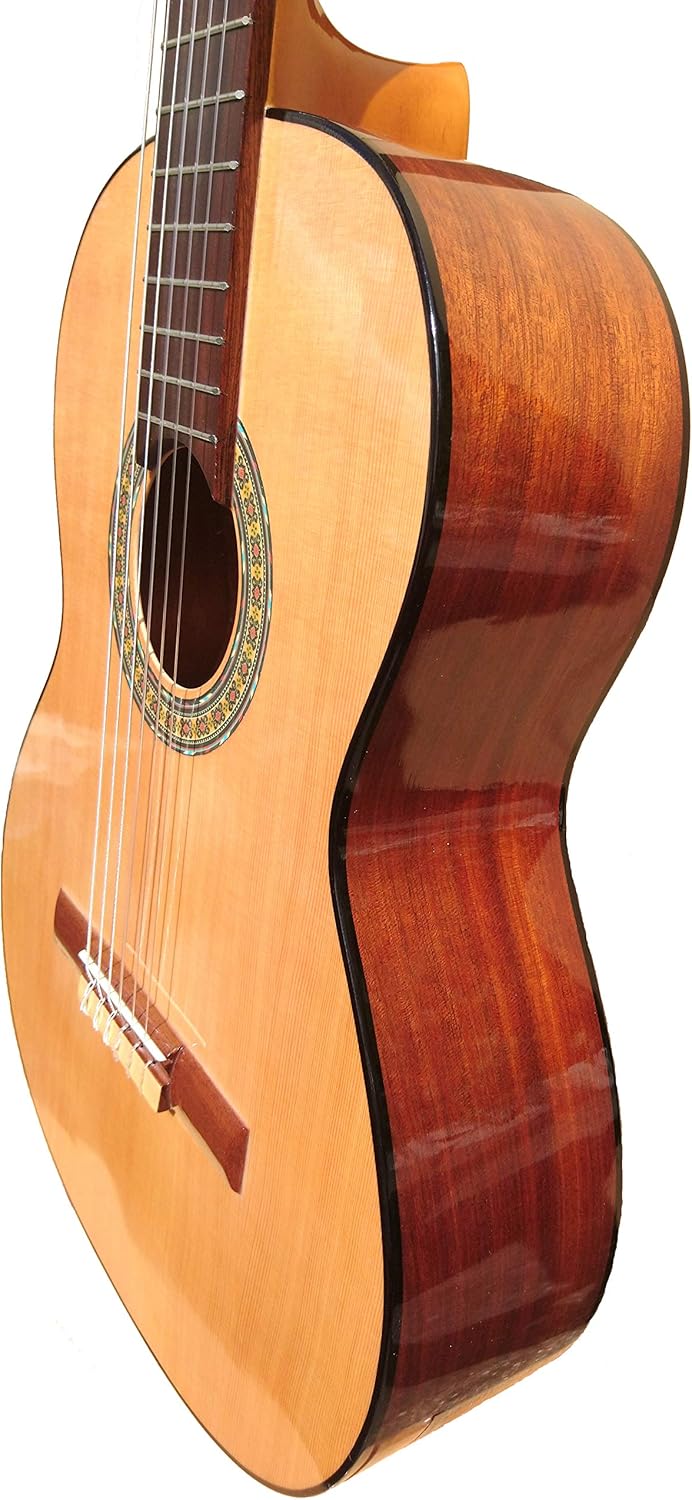 Marce Ana - Guitare Clasica espagnole d'étude Caisse Harmonica de bois de Etimoe, deux profils en noir, touche de cèdre naturel. Taille adulte