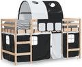 vidaXL Lit Mezzanine Enfants et Tunnel, Lit Surélevé pour Enfants avec Échelle, Meuble de Rangement Chambre, Moderne, Blanc Noir 90x190 cm Pin Massif