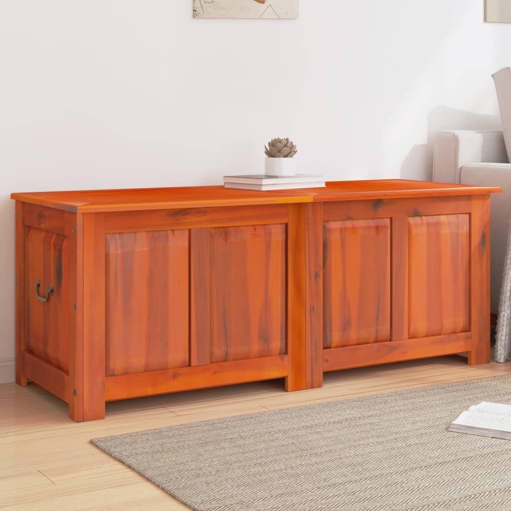 vidaXL Coffre de Rangement avec Couvercle, Boîte à Jouets, Armoire de Rangement, Organisateur de Salon Couloir, Marron Bois Massif d'Acacia