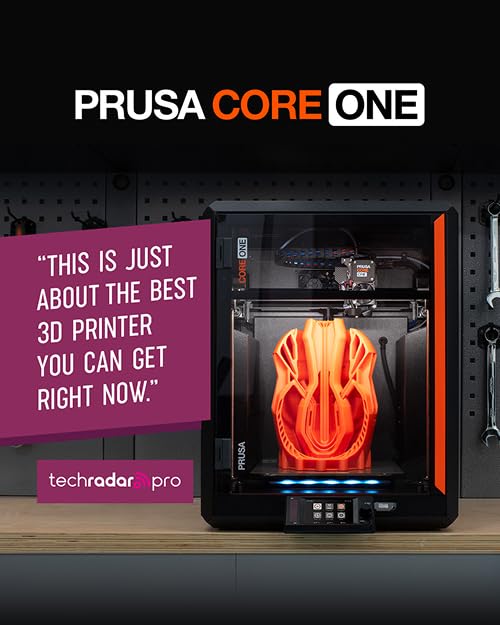 Prusa Core One, imprimante 3D FDM prête à l'emploi, assemblée et testée, Feuilles d'impression Amovibles, Bobine de PLA Prusament de 1 kg Inclus, Taille d'impression 9,8 x 8,6 x 10,6 Pouces