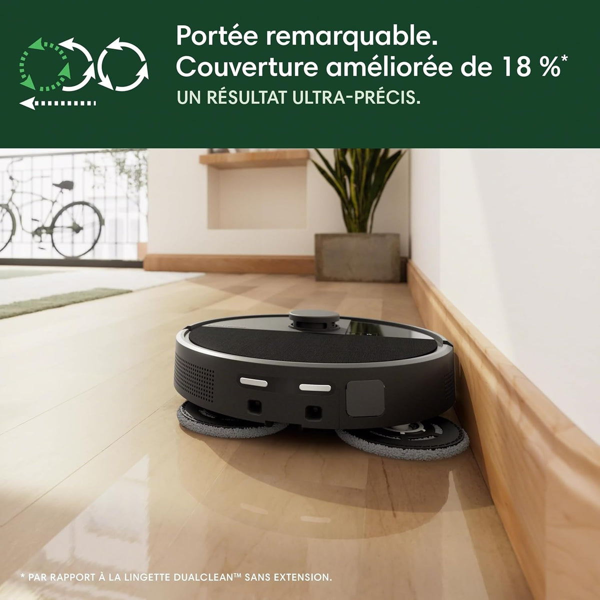 iRobot Roomba Plus 505 Combo Robot + AutoWash - Base Multifonction - Lavage et séchage à l'air Chaud des lingettes - PrecisionVision IA - LiDAR Clearview Pro - 75 Jours d'autovidage - Noir