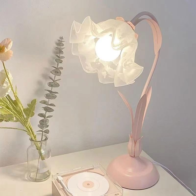 ruyi-1986 Lampes de table Lampe de bureau, chambre à coucher, chevet, décoration d'intérieur, table nuit fleurs Pink