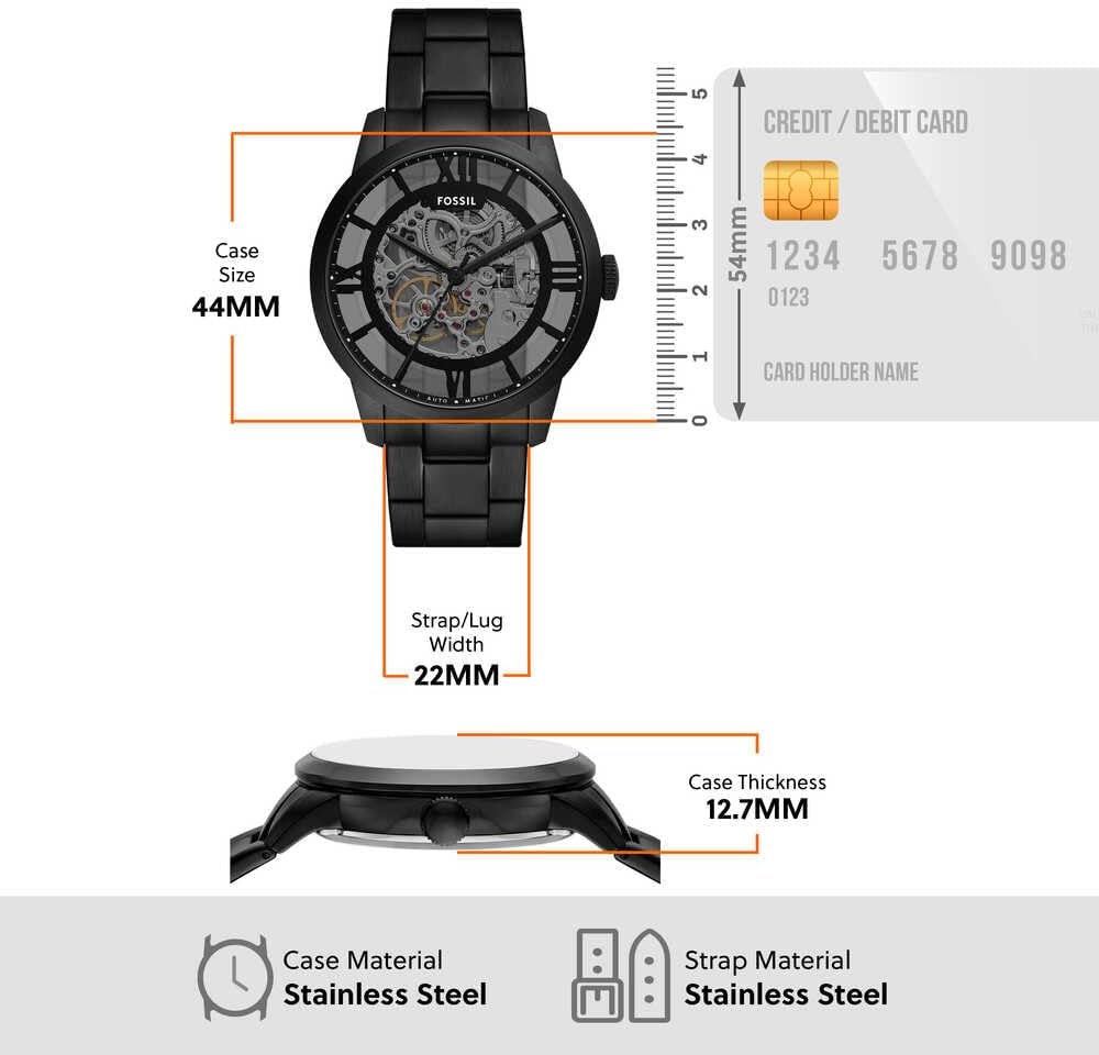 Fossil Townsman Watch for Men, Automatic Three Hand Movement with Stainless Steel Or Leather Strap