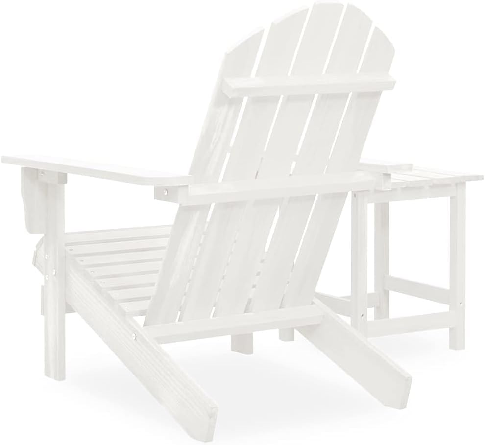 LLEZKBR Ensemble de meubles d'extérieur Adirondack Chaise de jardin avec table en bois de sapin massif Blanc