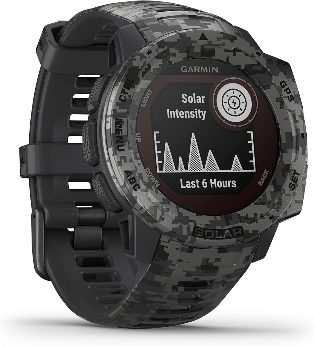 Instinct Solar Camo Edition - Montre GPS de Plein air Robuste avec Chargement à l'énergie Solaire - Noir