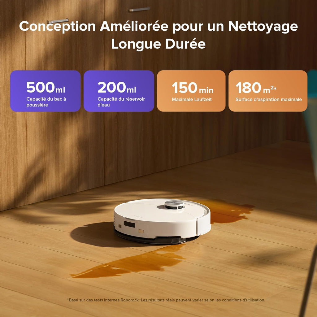 roborock Q10 S5 Set Robot Aspirateur Laveur, 10000 Pa Aspiration, Double Anti-emmêlement, Système VibraRise 2.0, Levage des Serpillères de 8 mm, Navigation PreciSense LiDAR, Évitement d'obstacles, APP