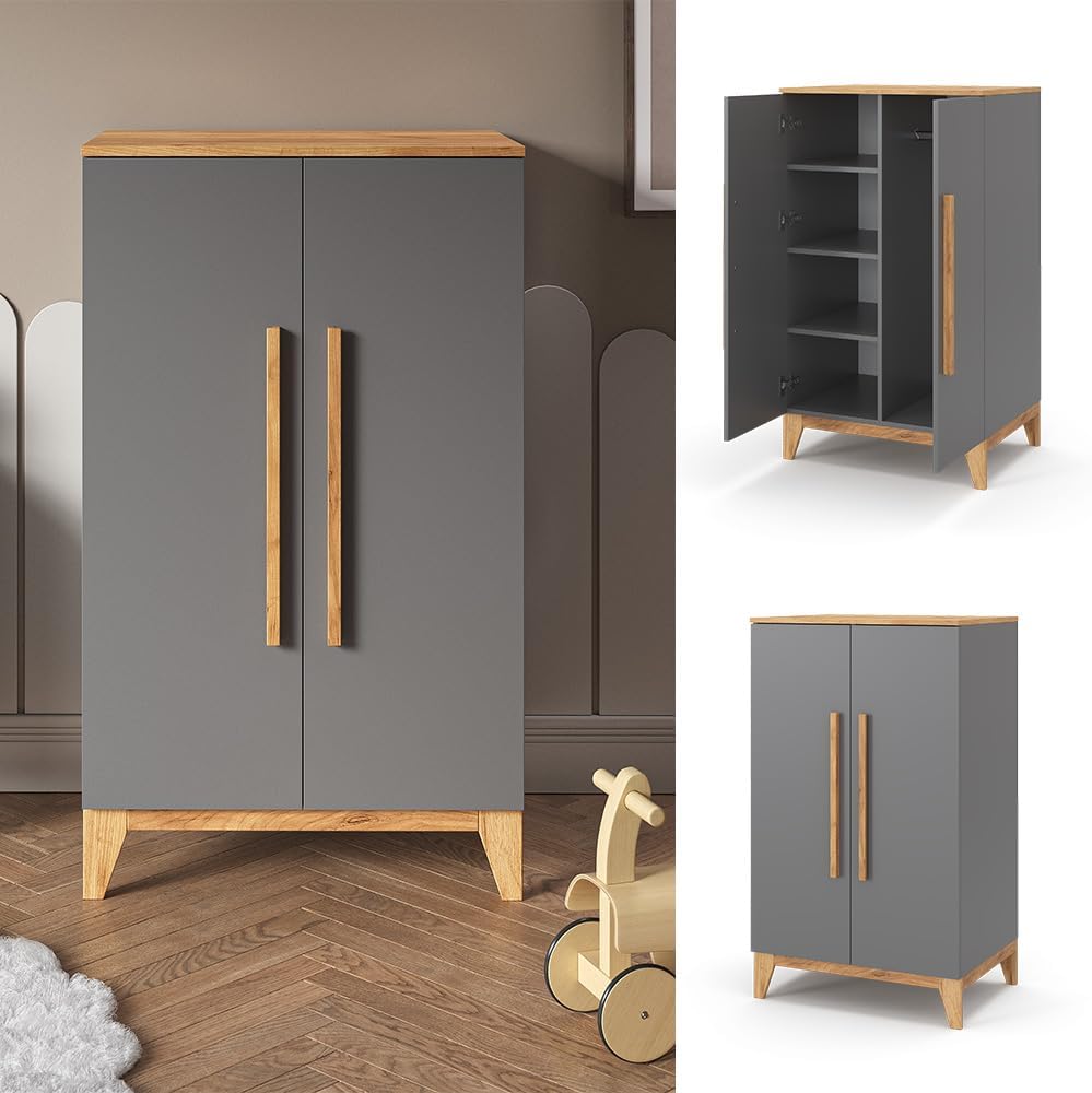 VitaliSpa Armoire pour Enfants Malia, Gris, 53.4x120cm