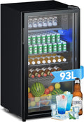 Devoko Frigo à boissons 93 L à porte en verre - Mini frigo avec lumières LED RGB et étagères ajustables pour un usage intérieur/extérieur. Le réfrigérateur parfait pour votre maison, bureau, bar ou fê