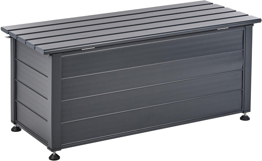 Beliani Coffre d'Extérieur de Rangement en Aluminium 113 x 50 cm Meuble de Jardin Gris Foncé Campalto