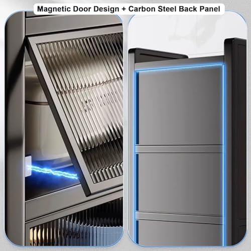 Meuble de rangement de cuisine à 4 niveaux/5 niveaux – Étagère moderne avec portes rabattables, support pour micro-ondes et étagères pour épices, casseroles, poêles – 99,1 cm organisateur polyvalent