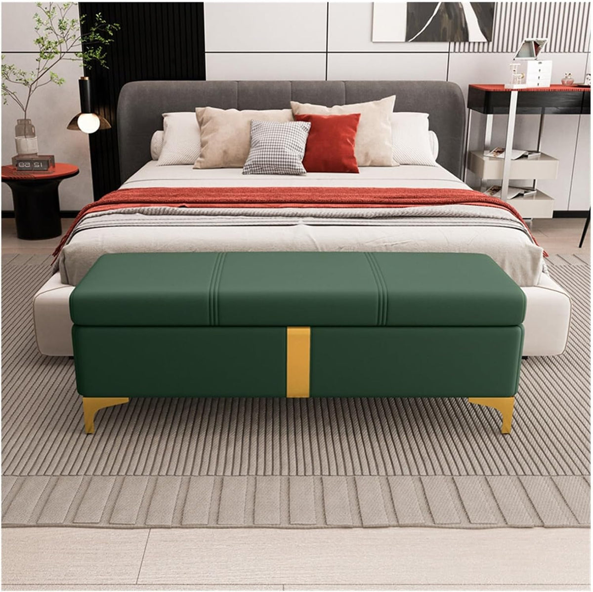 DTACBNEUZ Banc de lit, banc de rangement pour chambre, bout de lit, canapé, banc, fenêtre, cheminée, jouets blanc, 80 x 40 x 45 cm