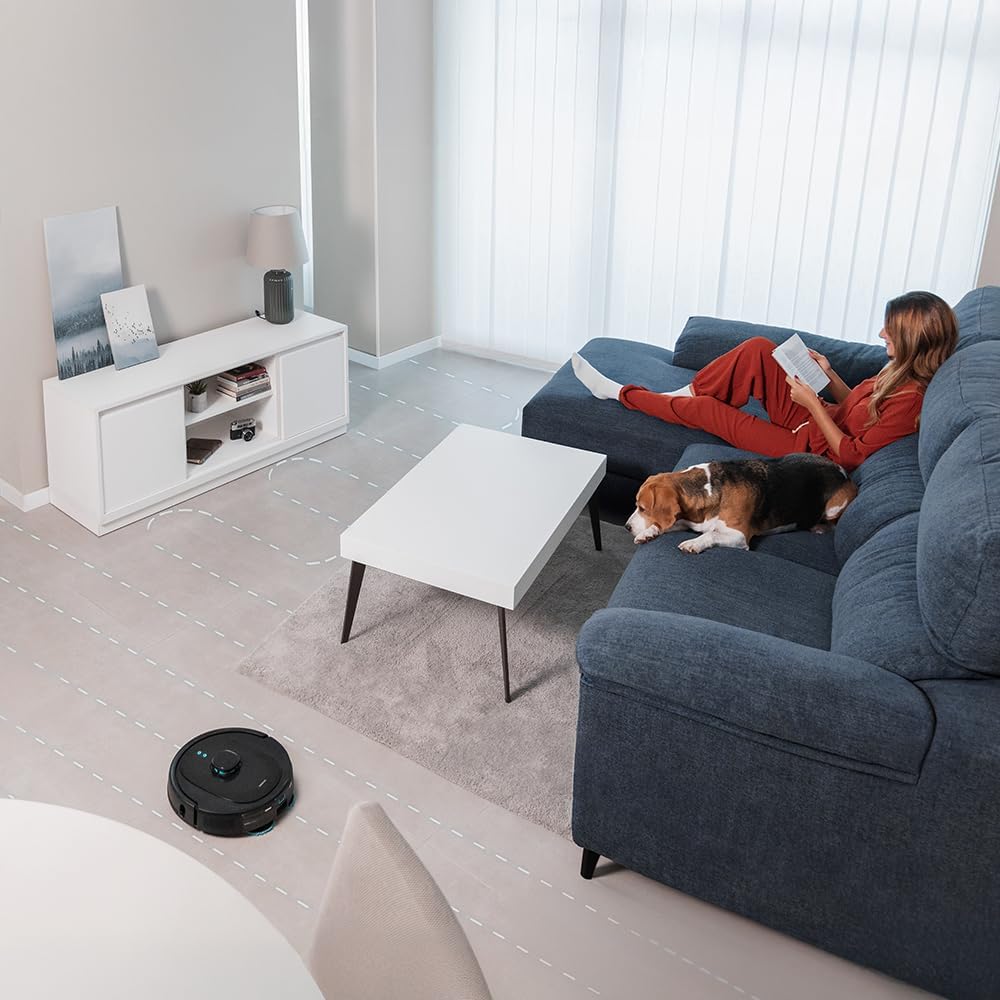 Cecotec Robot Aspirateur et Laveur de Sols avec Base AutoVidange Conga 9590 Spin Revolution Ultra Power Home. Navigation Laser, 10000Pa, App, Autonomie 240min, Brosse Spéciale Animaux, Mopas Rotatives