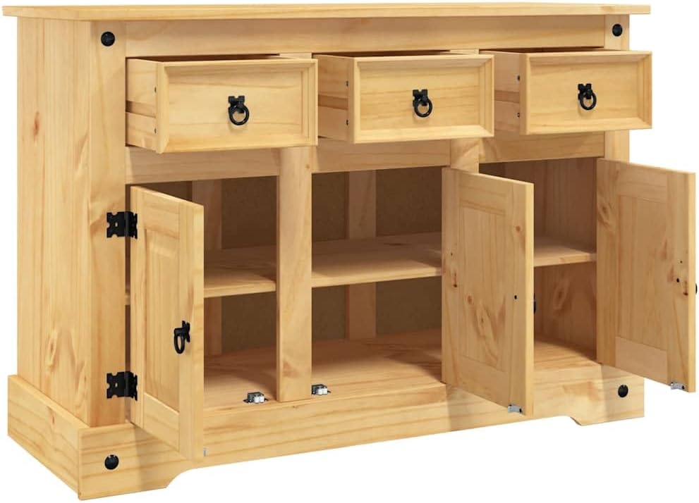 vidaXL Buffet « Corona » Marron 112 x 44 x 78 cm Bois Massif Pin Mexicain