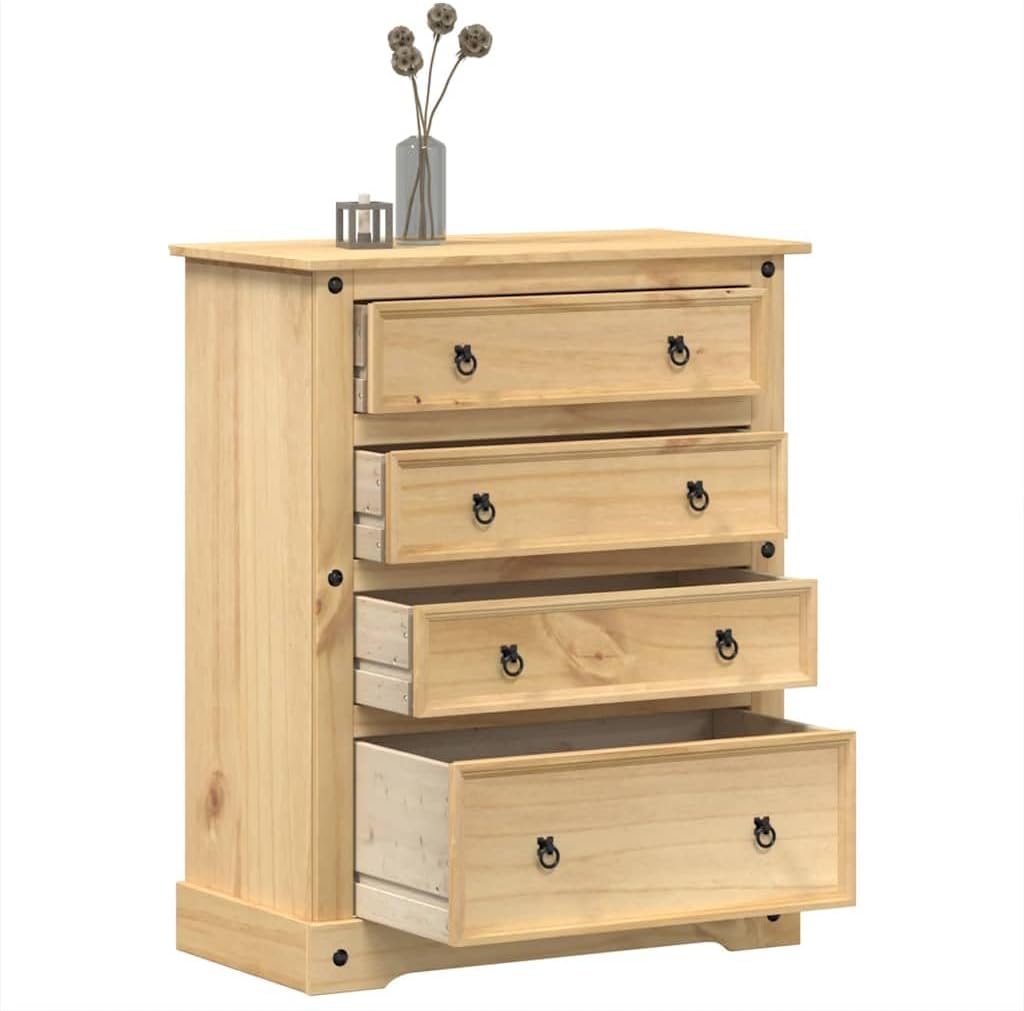 vidaXL Commode Corona 92x48x120 cm Bois Massif de pin, Commode à tiroirs, classeur, Armoire à tiroirs, Armoire de Rangement, Buffet