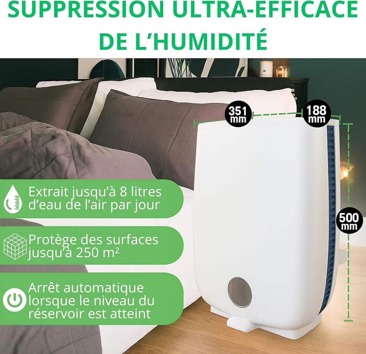 Meaco DD8L Junior Déshumidificateur par dessication - idéalment adapté à une utilisation dans les locaux non chauffés (en dessous de 10 C) - fonction auto-restart