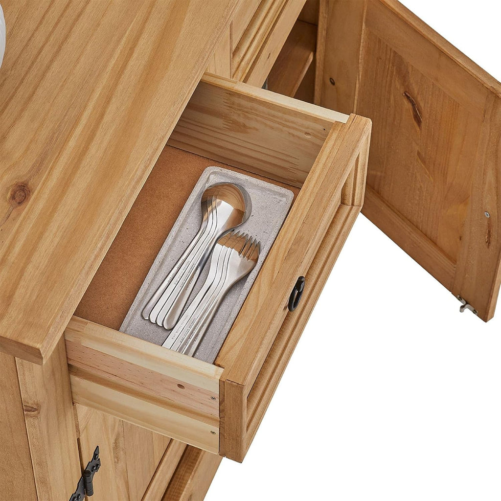 IDIMEX Buffet Salsa Commode bahut vaisselier en Bois Style Mexicain avec 2 Portes battantes et 2 tiroirs, en pin Massif Finition teintée/cirée