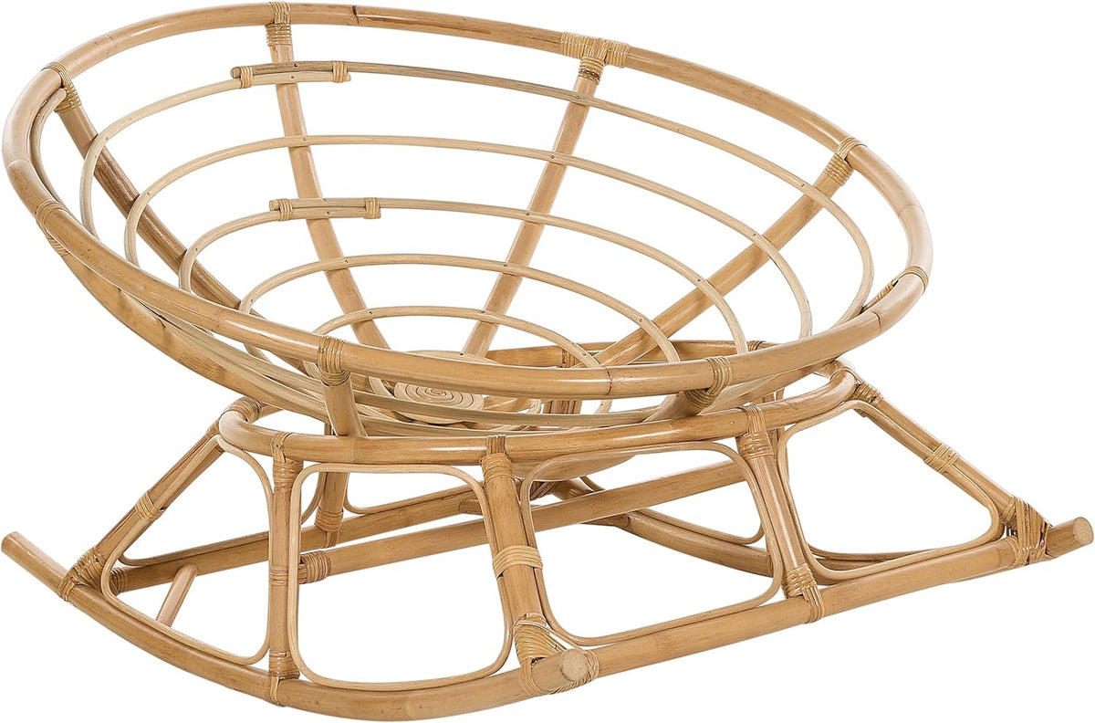 Beliani Fauteuil à Bascule Rond en Rotin Ton Naturel et Beige Clair Empilable Orvieto
