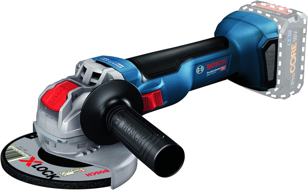 Bosch Professional 18V System meuleuse angulaire sans-fil GWX 18V-10 avec X-LOCK (Ø disque : 125 mm, avec capot de protection, poignée auxiliaire)
