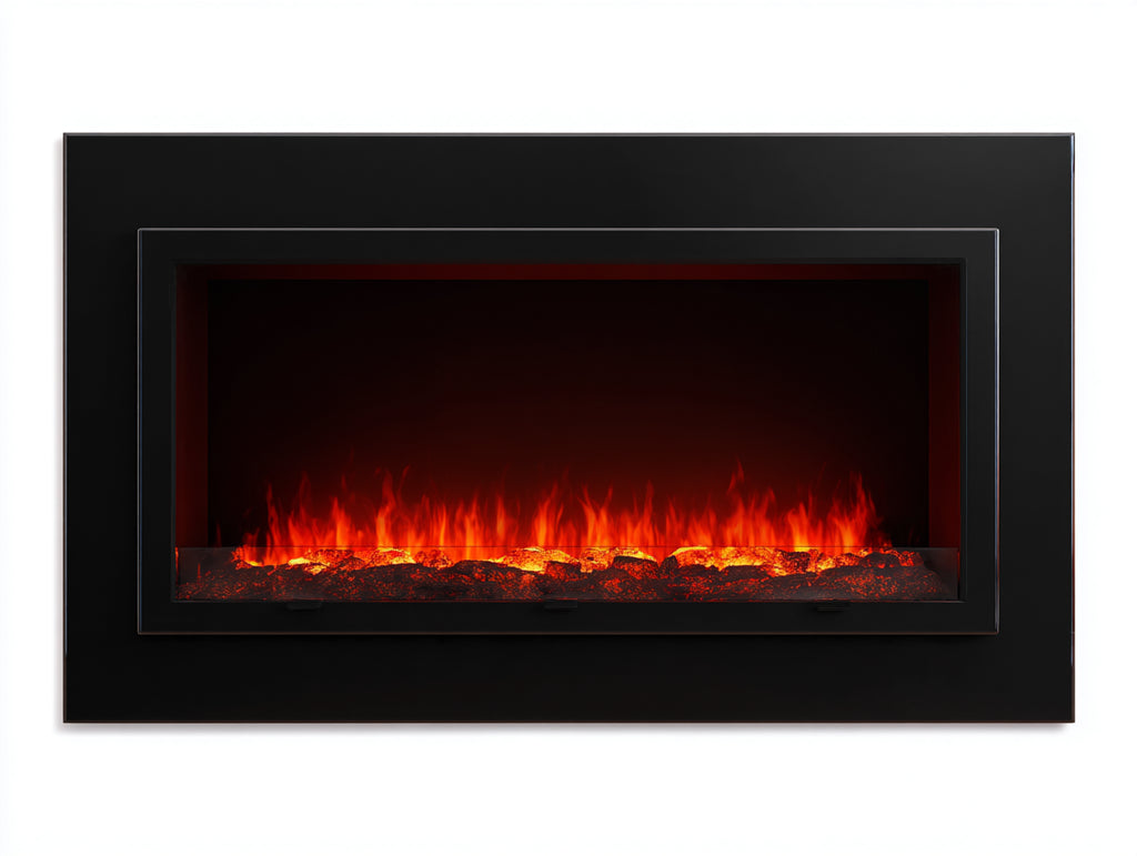 Cheminée électrique en métal 100x14x65 cm - noir - chauffage décoratif
