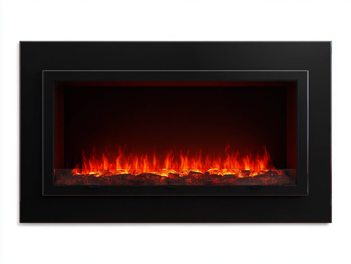 Cheminée électrique en métal 100x14x65 cm - noir - chauffage décoratif
