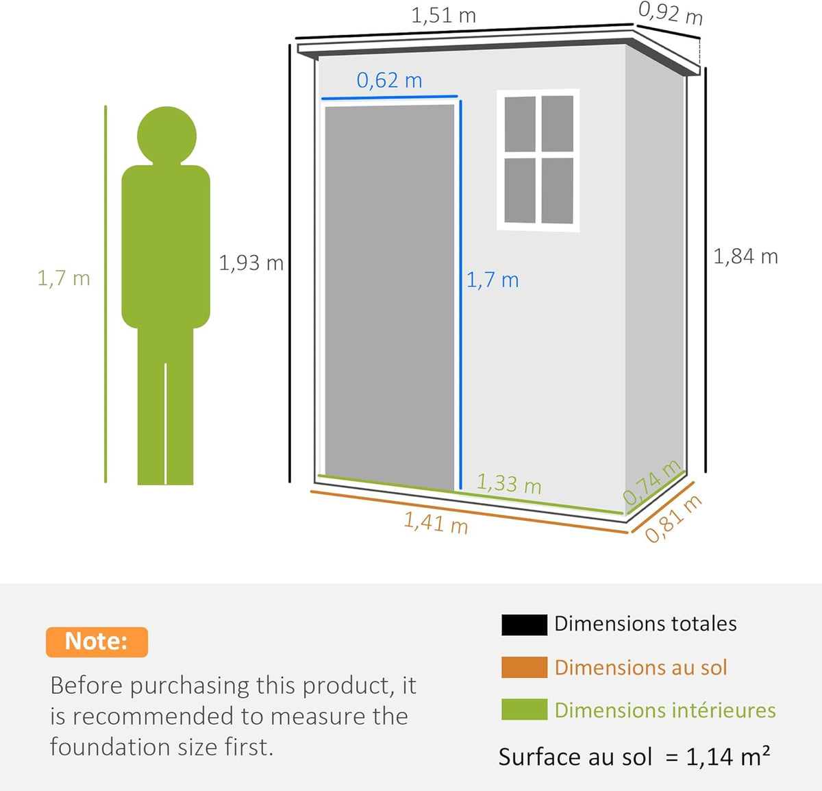 Outsunny Abri de Jardin 1,14 m² cabane de Jardin pour Outils - Porte verrouillable, aération et fenêtre - dim. 151L x 92l x 193H cm - Plastique, Gris
