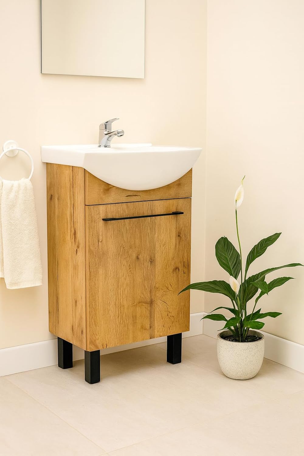 Paplinskimoebel Meuble de Salle de Bain avec Lavabo 50 x 40 x 84,5 cm - WC Rangement - Vasque 50 cm
