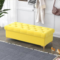 Banc ottomane de luxe en velours avec rangement rembourré moderne pour chambre à coucher et salon, bout de lit, jaune, 120 x 40 x 40 cm