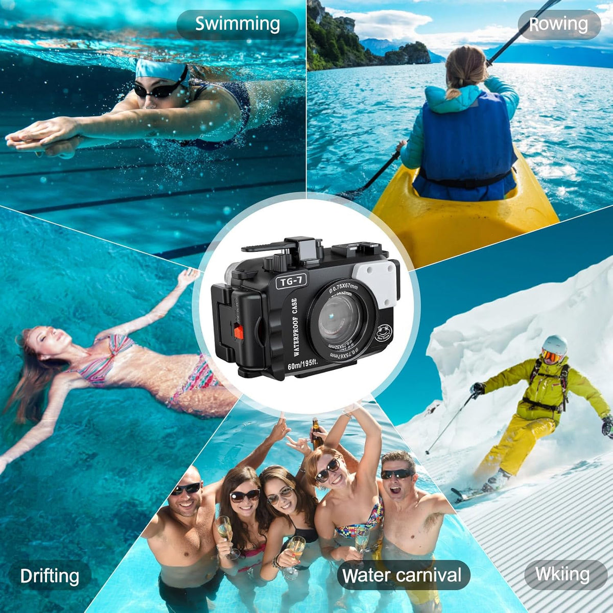 Sea Frogs Boîtier étanche pour caméra sous-Marine Om System TG-7 60 m avec Filtre Rouge TG7-B