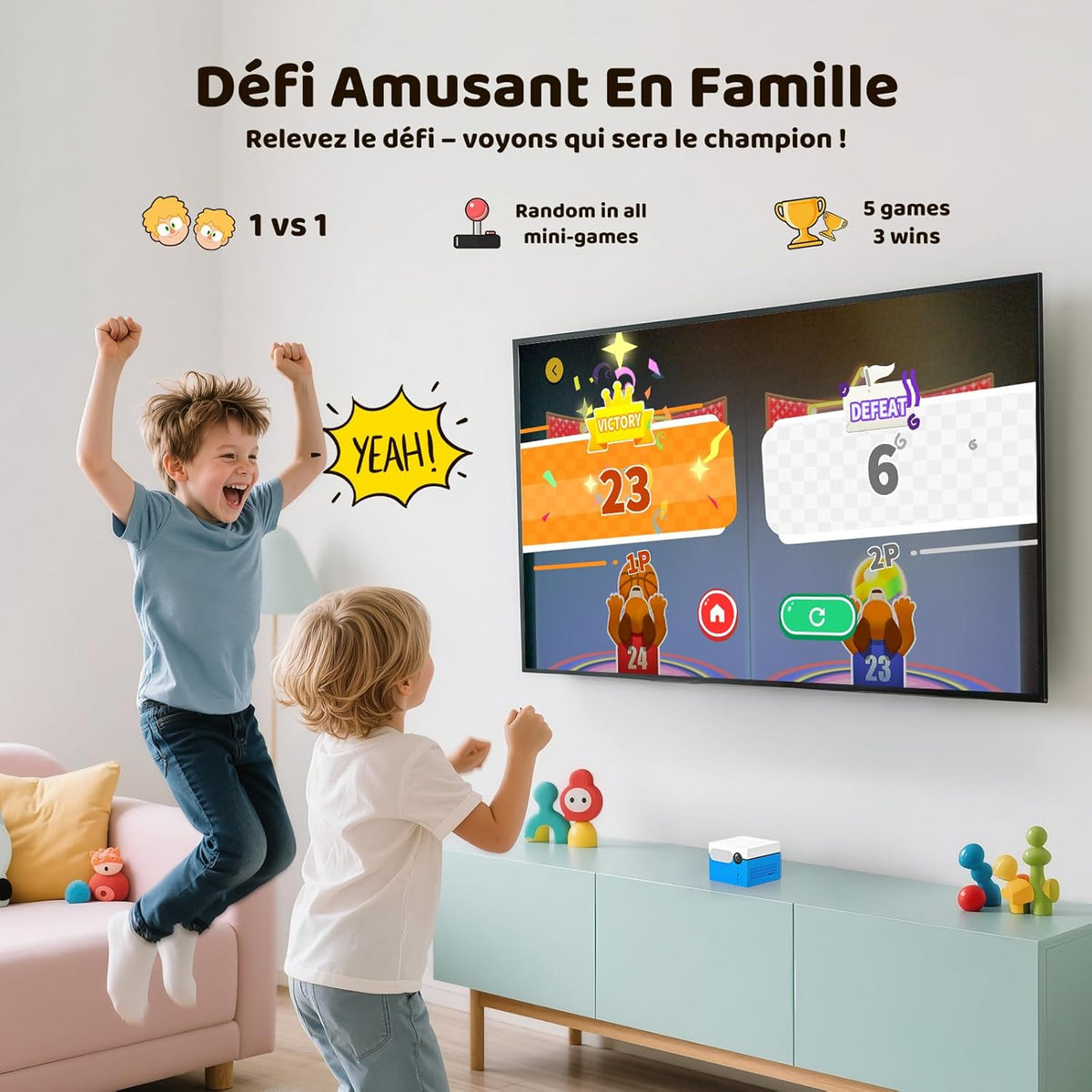KINHANK MotionX Consoles de Jeux à Détection de Mouvement, Système de Jeu Vidéo Plug&Play pour Interactif Parent-Enfant, Sans abonnement & Manette,Jouet Cadeau pour garçons et Filles à partir de 3 Ans