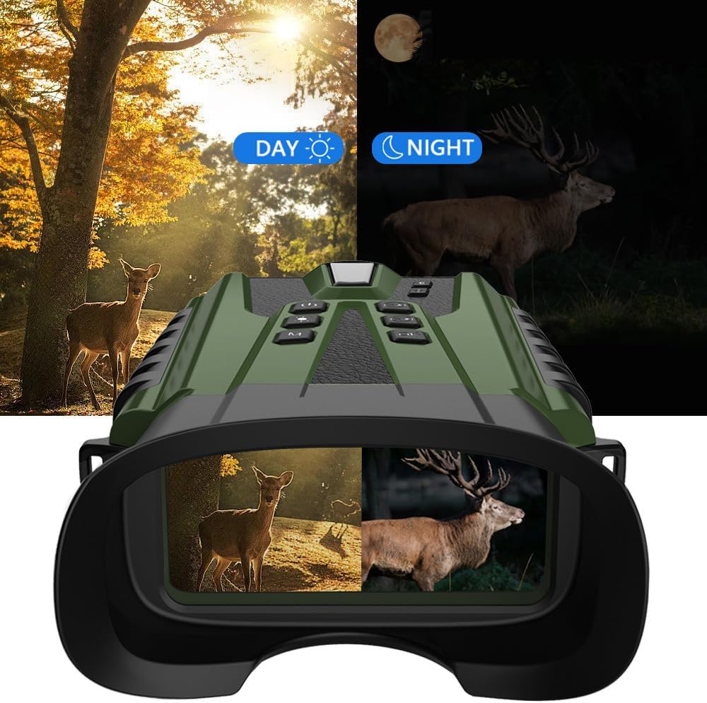 Kavolet Jumelles de vision nocturne 500 m, couleur, zoom optique 4x/numérique 8x, rechargeable 5200 mAh, observation oiseaux, camping, chasse