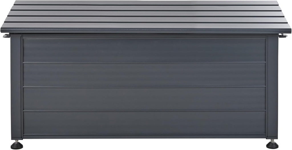 Beliani Coffre d'Extérieur de Rangement en Aluminium 113 x 50 cm Meuble de Jardin Gris Foncé Campalto
