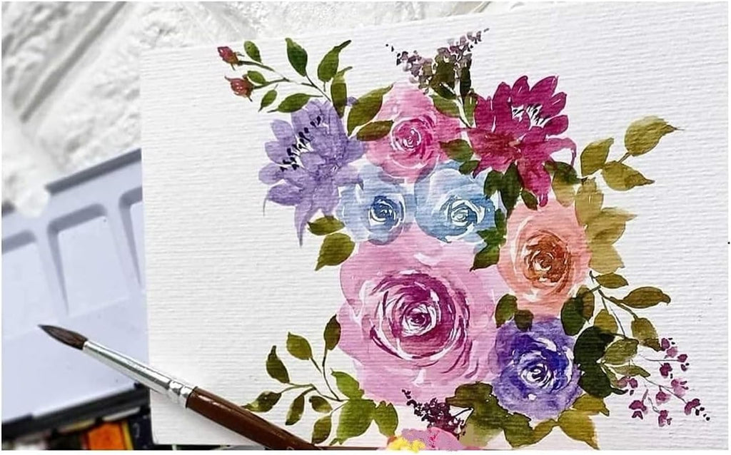 Sennelier Boîte de Peinture Aquarelle Extra-Fines,48 demi-godets Boîte en métal(36 +12) avec 2 pinceaux + 2 cartes postales et estompe EMI CRAFT