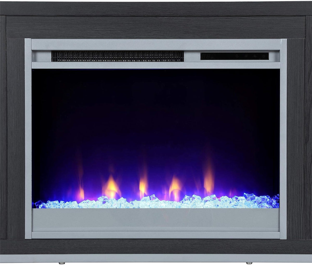 Ameriwood Home Meuble TV avec cheminée Lumina, chêne Noir, pouvant accueillir des téléviseurs jusqu'à 70 Pouces, Meuble multimédia Moderne avec éclairage LED RGB