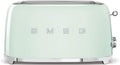 Smeg, Grille-pain 4 Tranches TSF02PGEU, 2 Fentes 36 mm, 6 Niveaux de Brunissage, Fonction Chauffage, Décongélation et Bagel, Éjection Automatique du Pain, Ramasse Miettes, 1500 W, Vert Pastel