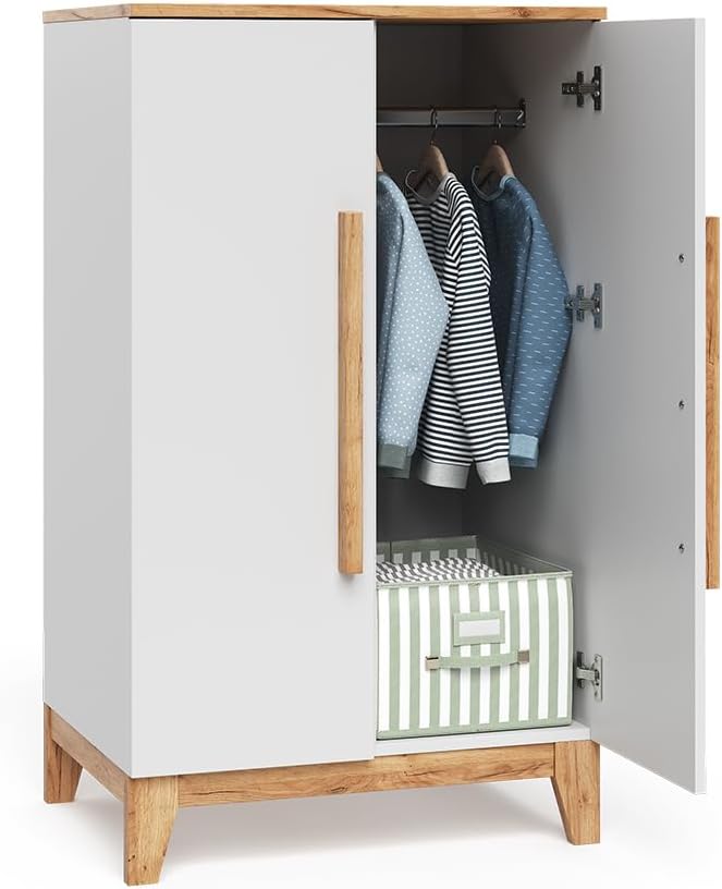 VitaliSpa Armoire pour Enfants Malia, Blanc/Artisan, 70x120cm