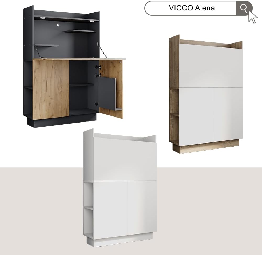 Vicco Secrétaire Bureau Alena, Sonoma/Blanc, 85 x 27 cm