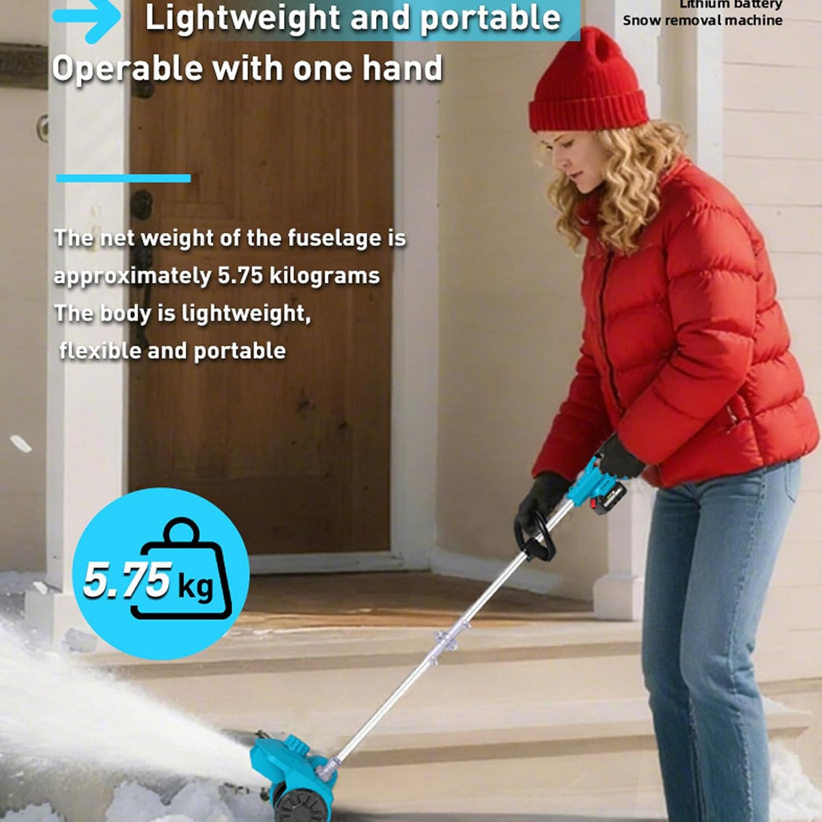Machine à Déneiger, Pelle à Neige Pliable sans Fil avec 2 Batteries Et Manche Télescopique, Largeur De Déblaiement 35 Cm, épaisseur 20 Cm, Machine à Neige Portable Légère pour L'extérieur, 1 Battery