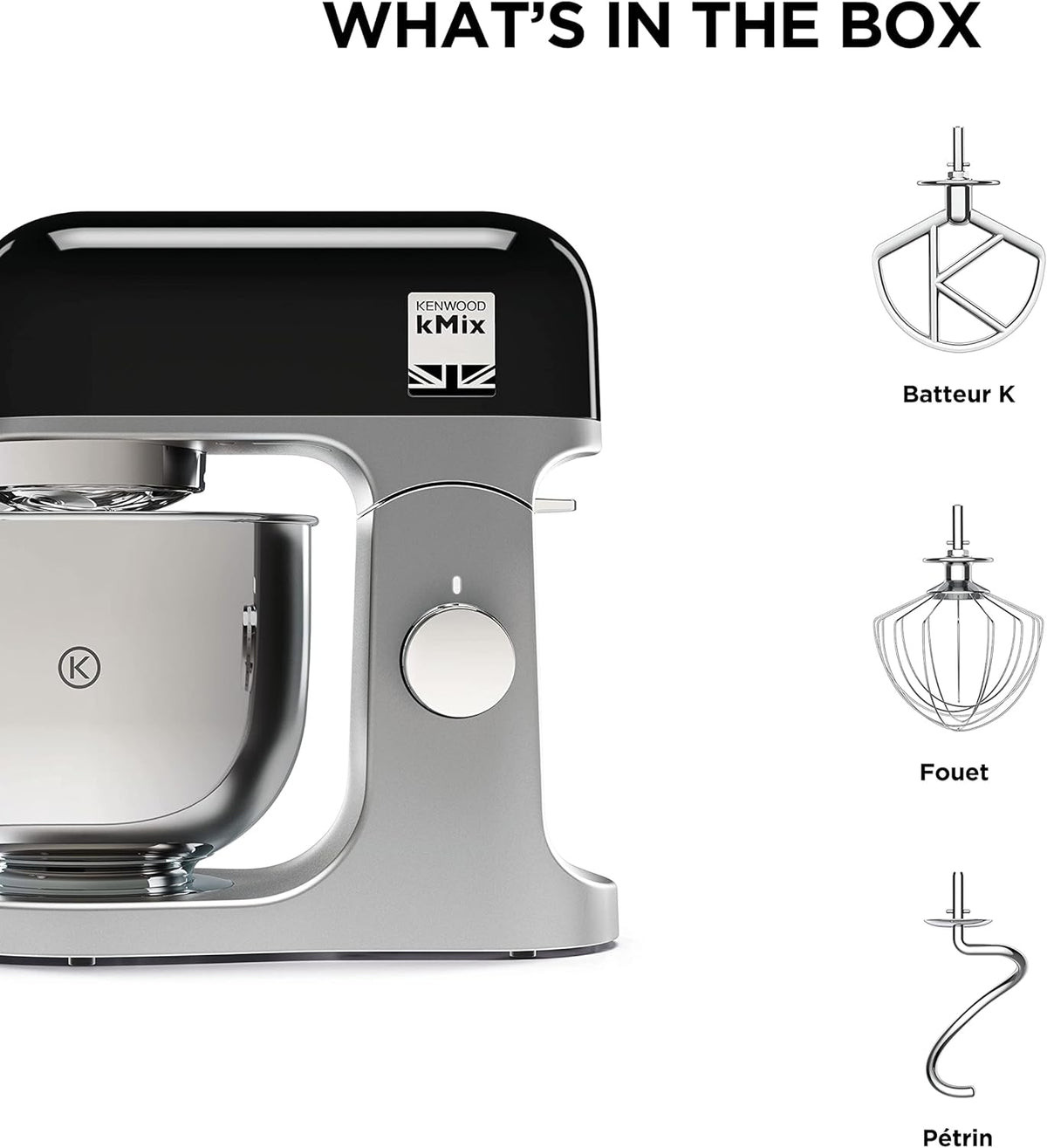 Robot pâtissier Kenwood kMix KMX750BK - bol 5 litres - 6 vitesses - 3 accessoires - noir