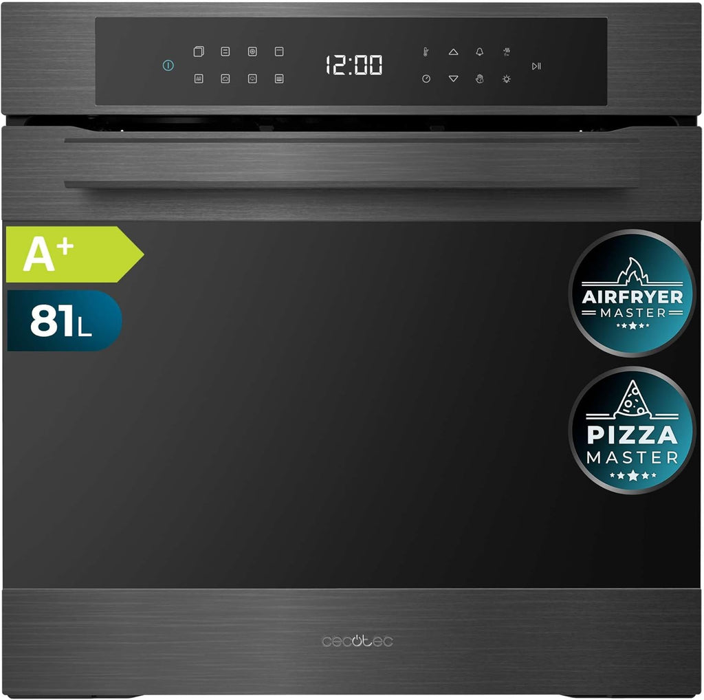 Cecotec Four encastrable Pyrolytique 60cm Bolero Hexa P506000 Matt A+. 3400W, Capacité de 81L, 11 Fonctions avec Airfryer Master, Pizza Master, 3D Cooking, Steam Base X2, Pyrolyse