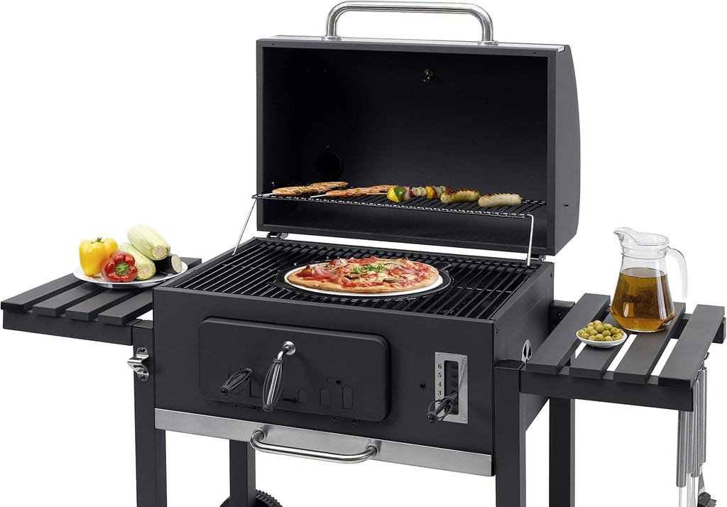 Tepro 1165 Charbon de bois Grill Grill Toronto XXL, surface de cuisson : environ 71,5 x 46 cm, anthracite/acier inoxydable, 90 cm