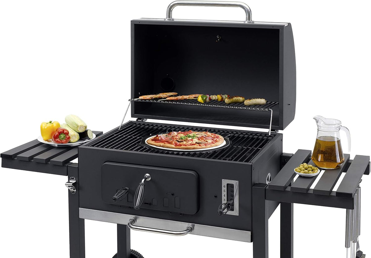 Tepro 1165 Charbon de bois Grill Grill Toronto XXL, surface de cuisson : environ 71,5 x 46 cm, anthracite/acier inoxydable, 90 cm